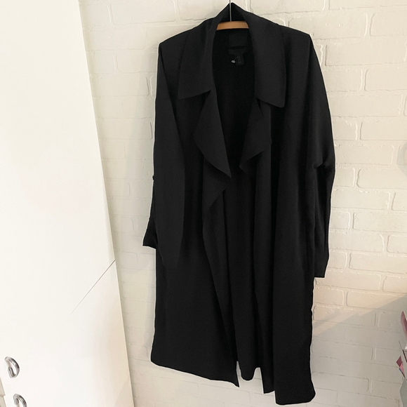 REVOLVE x Maison 500 Cinqcent Trench Coat Lagenlook Fluid Black Sz S Oversized - Picture 2 of 14