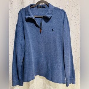 Polo Ralph Lauren 1/4 Zip Pullover Sweater Denim Blue Size Large