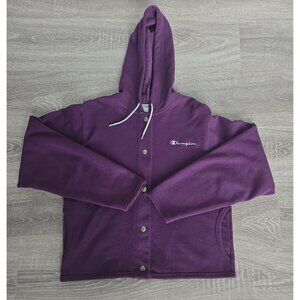 Mens Vintage Champion‎ purple hooded full snap sweatshirt sz M