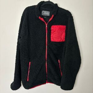 Brooklyn Cloth Womens Fleece Medium Cozy Black Jacket‎ Red Accent Pockets