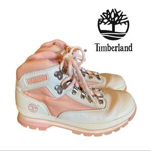 Timberland Vintage Pink White Leather Ankle Boots 6.5