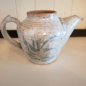 Pottery Barn Ceramic Cream/Brown  Speckled Teapot/Vase.