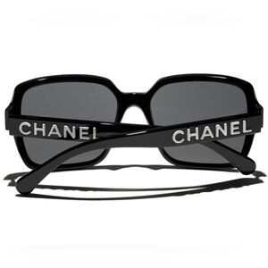 CHANEL SUNGLASSES WHITE LOGO BLACK FRAME CH5408-A C.1026/S4 56-17