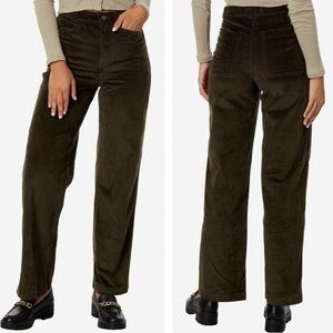 Madewell Emmett Wide Leg Pants Olive Green Corduroy 33 Petite Short 33X29