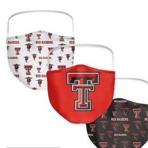 NEW in Package Texas Tech Red Raiders Face Masks Set of 3 One Size