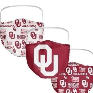 New in Package University of Oklahoma Sooners Face Covering Face Masks Set of 3