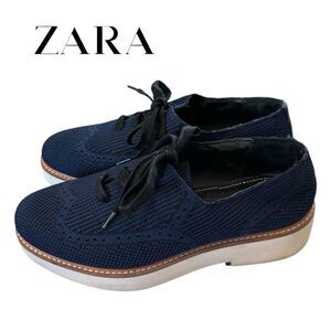 ZARA WOMAN Blue Knit Oxford Platform Women's Shoes EU 36