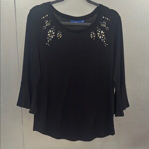 Apt. 9 Black Flutter Sleeve Blouse