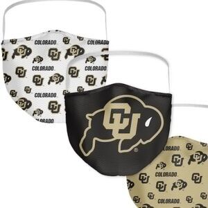 NIP Colorado Buffaloes Buffs Buffalo Logo Face Covering Mask Masks Set of 3