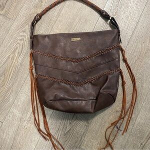 ROXY Brown Faux Leather Tassled Shoulder Bag | Willow Hobo