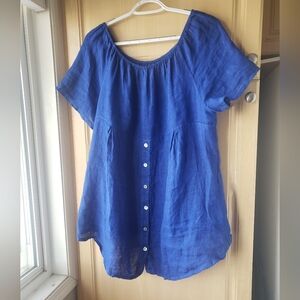 Women's royal blue linen top