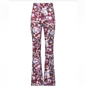 NWT AMUR Joan Floral Flare Pants in Bordeaux Size 2 MSRP $298