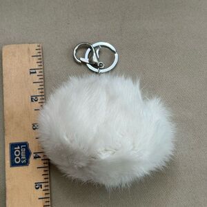 Genuine Rabbit Fur Keychain White