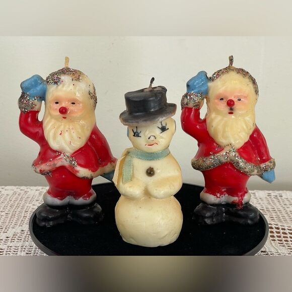 Set of three vintage Christmas candles || Snowman candle vintage || Santa Claus - Picture 10 of 13