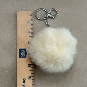 Genuine Rabbit Fur Keychain Cream