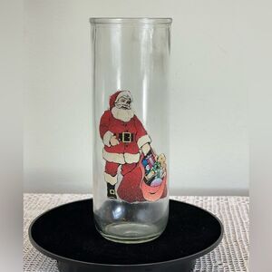 Tall glass candle holder || Santa Clause candle holder || Candle holder Santa