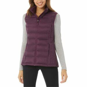 32 Degrees Womens Purple Full Zip Vest Pockets Ultra Light Warm Layering Piece