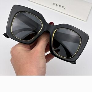 GUCCI GOLD AND BLACK SUNGLASSES  GG1136SA LARGE