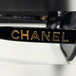 CHANEL BLACK SUNGLASSES CH5408A 622/S4 OVERSIZED GOLD LETTERS