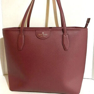 Kate spade burgundy saffiano leather tote handbag