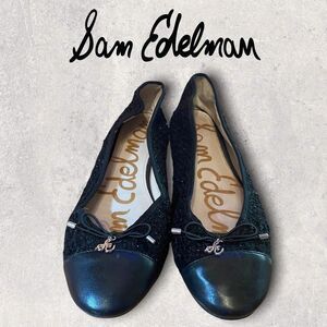 Sam Edelman "Sara" Black Tweed Cap Toe Charm Flats 6.5