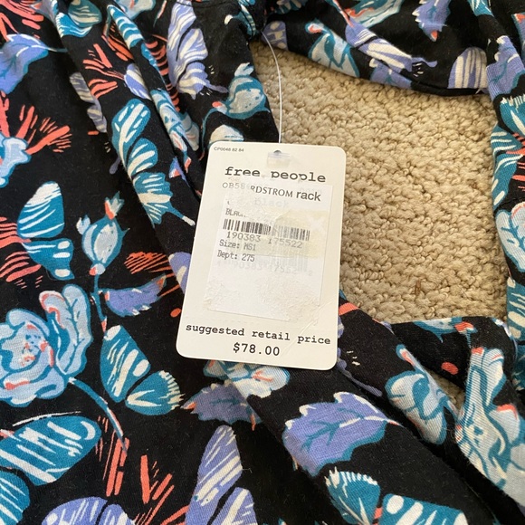 NWT Free People Lexington butterfly floral off shoulder top - Picture 3 of 5