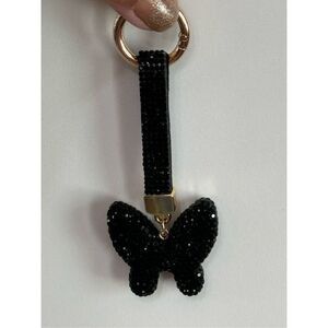 Black Crystal Butterfly Key Ring