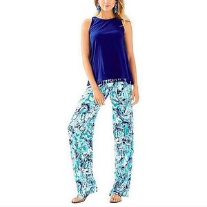 Lilly Pulitzer-Lorena Breezy Palazzo Tropical Tur Elephant Appeal-Size Large