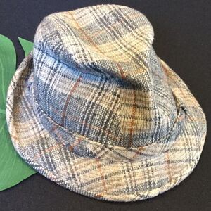 Vintage Mens Wool Plaid Fedora & Fishing Hat