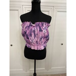 Show Me Your Mumu Womens Purple 100% Cotton Tie Dye Ruffle Keen Crop Top Size XL