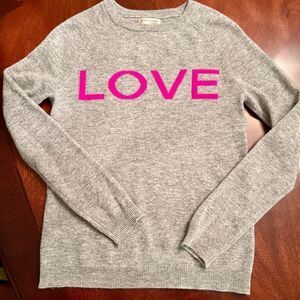 NWOT Women's Philosophy Gray Pink LOVE Cashmere Crew Neck Pullover Sweater XS