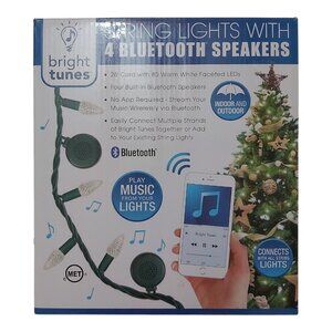 Bright Tunes 26' Warm Led String Lights With 4 Bluetooth Speakers, No App Needed