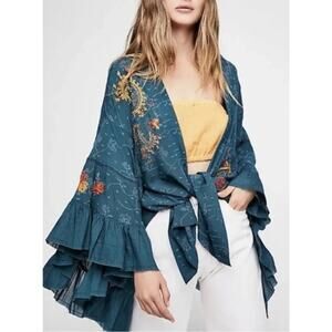 Free People Dottie West Embroidered Paisley Kimono