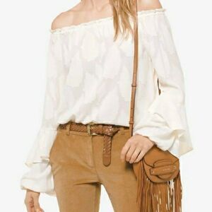 Michael Kors Beige Long Sleeve Off Shoulder top