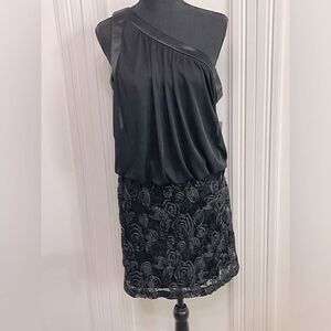 Jackie Jon Black One Shoulder Cocktail Dress size 14