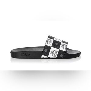 NIB MCM Check Logo Slide Sandals