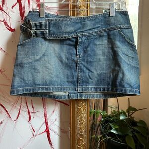 Y2k Blue denim mini skirt with belt