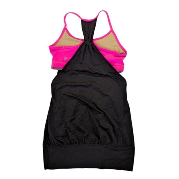 Lululemon Women No Limits Tank Black / Raspberry Glo Light Size 4 - Picture 2 of 5