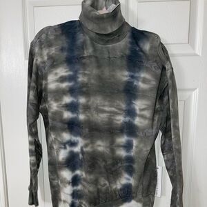 NWT. Young Fabulous & Broke asymmetrical turtleneck zipper hem tie dye dress