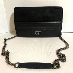 Anne  Fontaine black leather suede crossbody handbag