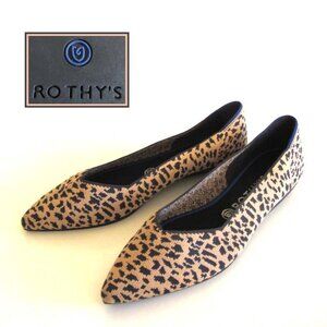 new ROTHY'S Point leopard cheetah pointed toe knit flats US 10