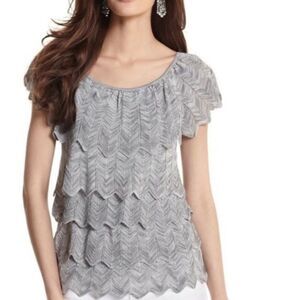 White House Black Market Gray/Silver Knit Top