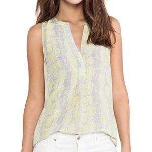 Joie-Aruna Pixel-Print Silk Tank Top Citrine-Size XS