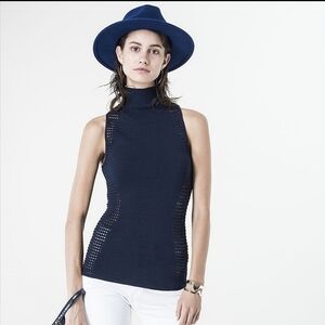 Sachin & Babi Chromis Ribbed Mockneck Knit 'Janet' Tank in Navy-Size Sma…