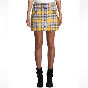 Veronica Beard Monroe Plaid Button Front Mini Skirt