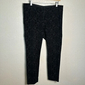 Alfani Women’s size 12 Black Damask Ankle stretch waist Pants Dressy Holiday