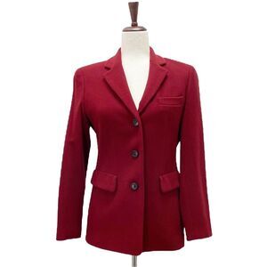 Ann Taylor Cashmere & Wool Blend 3 Button Blazer in Burgundy Size 4P 4 Petite