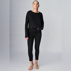 Aritzia Denim Forum The Lola High Rise Skinny Crop in Stay Black Stretch Jeans