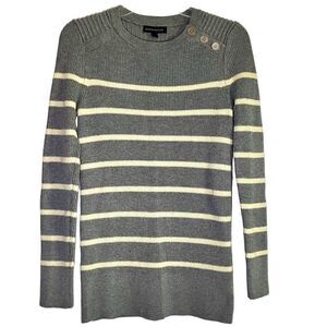 Banana Republic Striped Crew Neck Sweater in Grey Heather/Yellow Women’s M