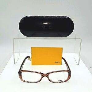 FENDI RECTANGLE EYEGLASSES BROWN F819 ref 245 size 51-16  135